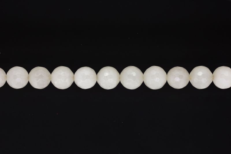 NATURAL STONE BEADS - QUARTZ WHITE FACETED - 12mm - STRING (32pcs.) Hole-2.0mm