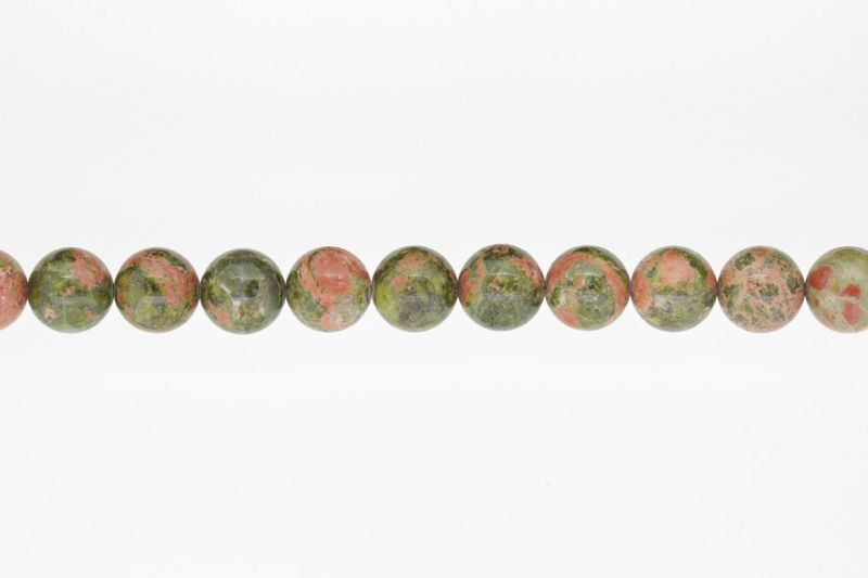 NATURAL STONE BEADS - UNAKITE - 12mm - STRING (32pcs.) Hole-2.0mm
