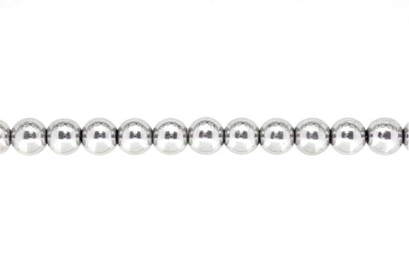 NATURAL STONE BEADS - HEMATITE SILVER - 12mm - STRING (32pcs.) Hole-2.0mm