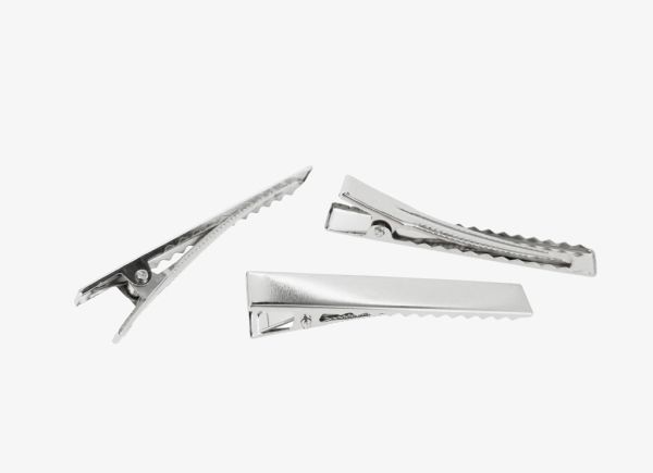 METAL ELEMENTS - CROCODILE DUCKBILL HAIR CLIP WITH TEETH 01 - 56x8x12mm NICKEL COLOR - 10pcs.