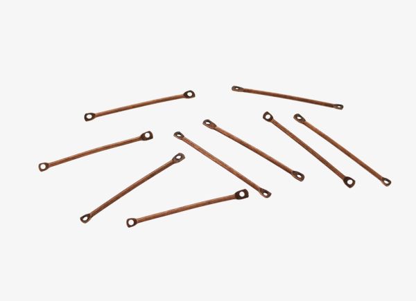 METAL ELEMENTS - BAR LINK CONNECTORS DOUBLE HOLE CONNECTING ROD - 30x1.2mm ANTIQUE BRASS - 50pcs. Hole:1.2mm