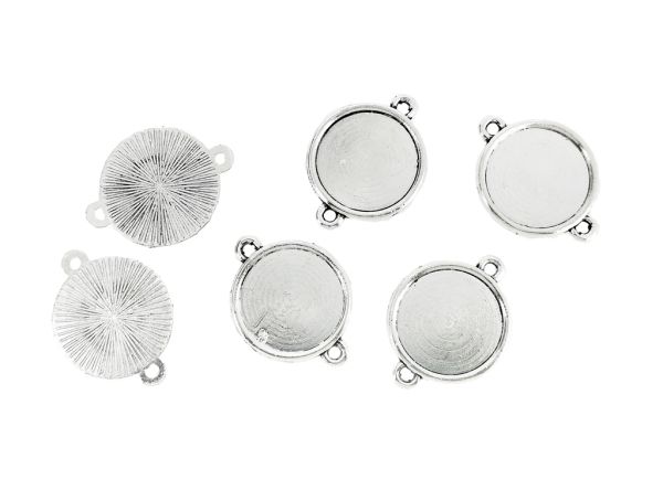 МЕТАЛНИ ЕЛЕМЕНТИ - ОСНОВА ЗА КАБОШОН - КРЪГ 16мм - ДВОЙНА ХАЛКА - НИКЕЛ - 10 бр. Отвор-2.0мм