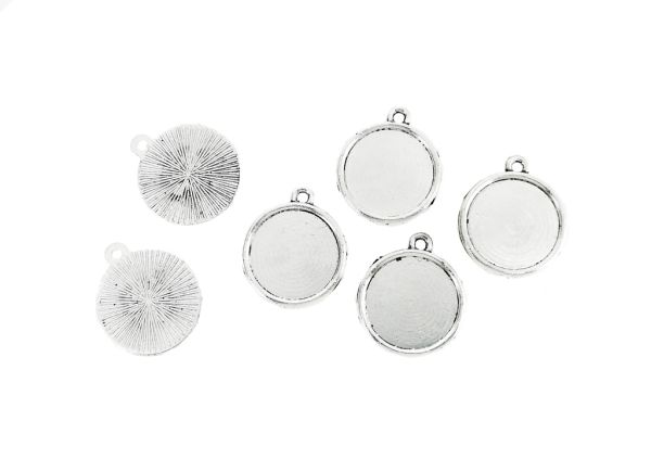 МЕТАЛНИ ЕЛЕМЕНТИ - ОСНОВА ЗА КАБОШОН - КРЪГ 16мм - ЕДИНИЧНА ХАЛКА - НИКЕЛ - 10 бр. Отвор-2.0мм