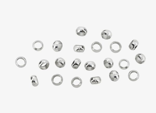 METAL ELEMENTS - CRIMP TUBES - BALL - BRASS - 4mm NICKEL COLOR - NICKEL FREE - 100pcs. Hole-2.8mm