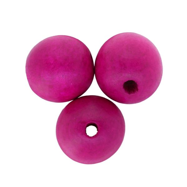 WOODEN BEADS - BALL SHAPED - 28x30mm CYCLAMEN - 5pcs. Hole-5.0mm