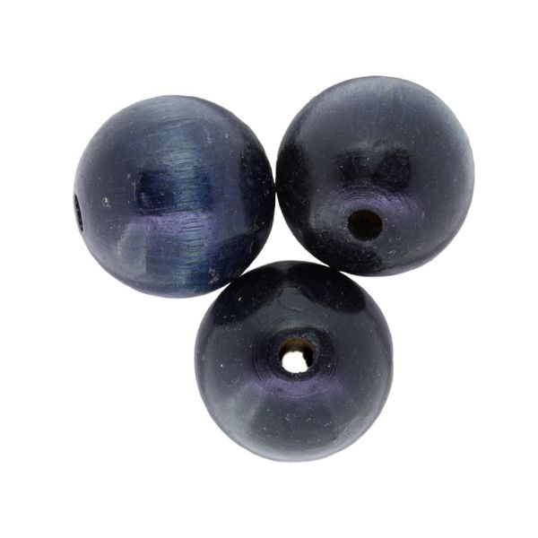 WOODEN BEADS - BALL SHAPED - 28x30mm BLUE (DARK) - PACKAGE 50pcs. Hole-5.0mm