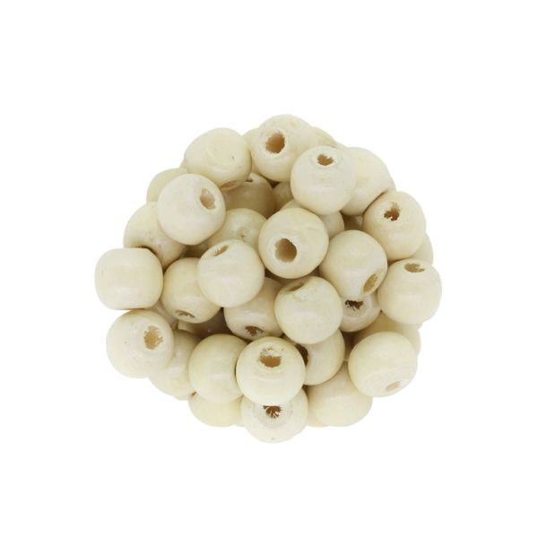 WOODEN BEADS - BALL SHAPED - 9x10mm NATURAL (LIGHT) 02 - 50g Hole-4.0mm (160pcs.)