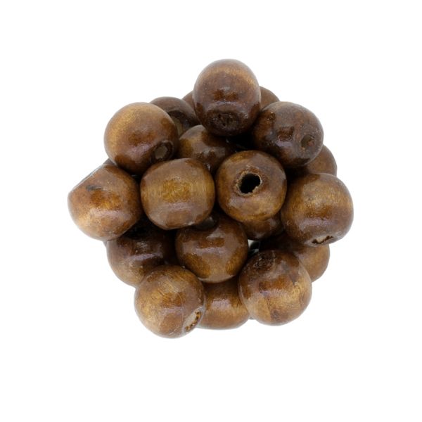 WOODEN BEADS - BALL SHAPED - 13x14mm BROWN 06 - 50g Hole-4.5mm (58pcs.)