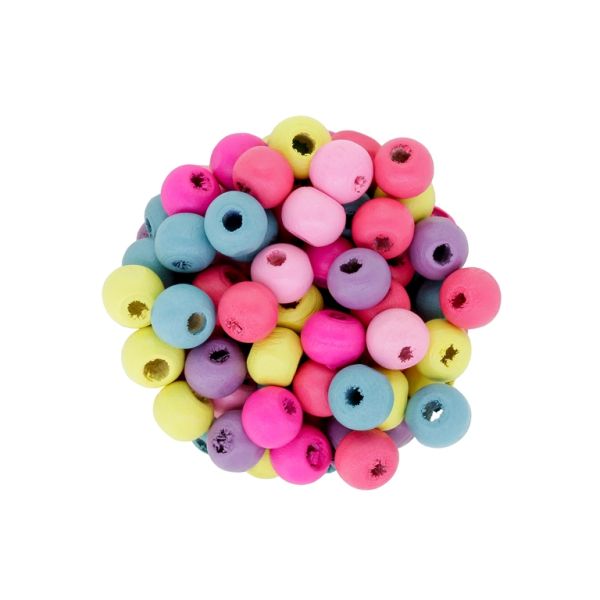 WOODEN BEADS - BALL SHAPED - 7x8mm MIX PINK - 50g Hole-3.0mm (280pcs.)