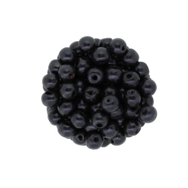 WOODEN BEADS - BALL SHAPED - 7x8mm BLACK 10 - PACKAGE 500g Hole-3.0mm (2860pcs.)
