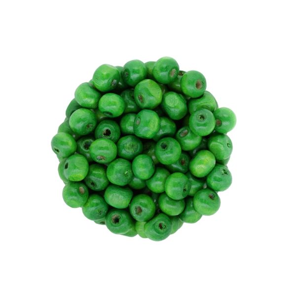 WOODEN BEADS - BALL SHAPED - 6x7mm GREEN GRASSY 08 - 50g Hole-3.0mm (420pcs.)