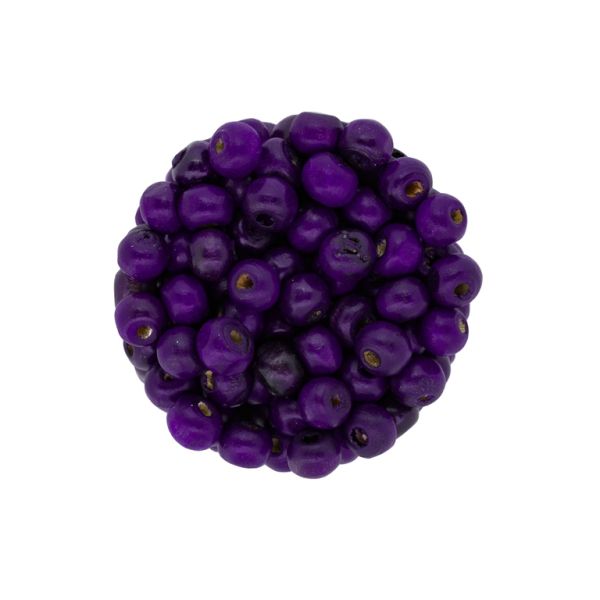 WOODEN BEADS - BALL SHAPED - 6x7mm PURPLE (DARK) - PACKAGE 500g Hole-3.0mm (4200pcs.)