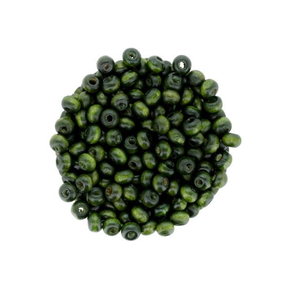 ДЪРВЕНИ МЪНИСТА - ТОПЧЕ - 4х6мм ЗЕЛЕНО Т. - ПАКЕТ 500 гр. (14000 бр.) Отвор-2.0мм