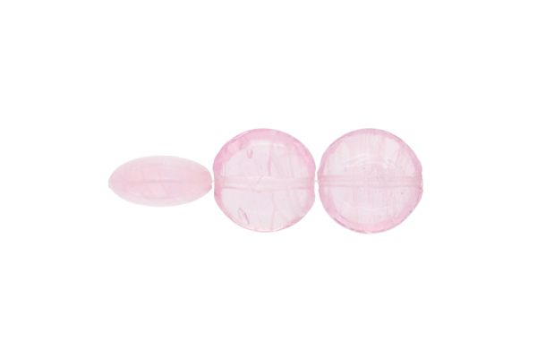 GLASS BEADS - MURANO STYLE - BONIBON WITH STRIPES 02 - TRANSPARENT - 20х10mm PINK (LIGHT) AND WHITE - 60pcs. Hole:1.5mm