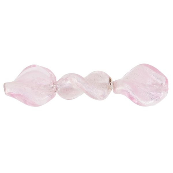 GLASS BEADS - MURANO STYLE - OVAL WAVE WITH SILVER FILLING - 19х16mm PINK (LIGHT) - 100pcs. Hole:1.5mm