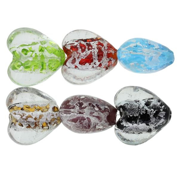 GLASS BEADS - MURANO STYLE - HEART 02 - 20х20х13mm MIX - 48pcs. Hole:1.5mm