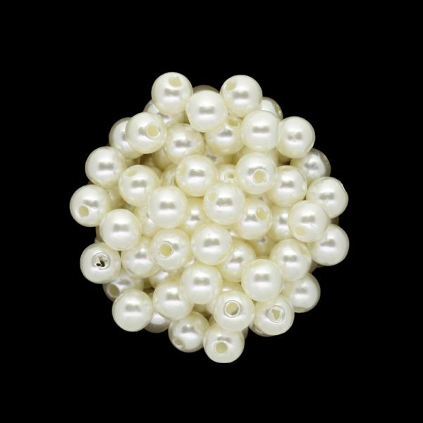ПЛАСТМАСОВИ ПЕРЛИ - ТОПЧЕ - 8мм ЕКРЮ 02 - 50 гр. Отвор-2.5мм (210 бр.)