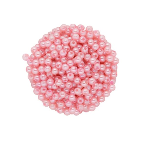 ПЛАСТМАСОВИ ПЕРЛИ - ТОПЧЕ - 4мм РОЗОВО 16 - 50 гр. Отвор-1.5мм (1800 бр.)