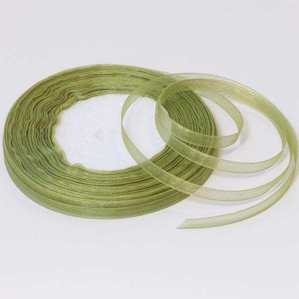 ORGANZA RIBBON 0.6cm - GREEN MILITARY 061 - PACKAGE 10x50yards(45m)
