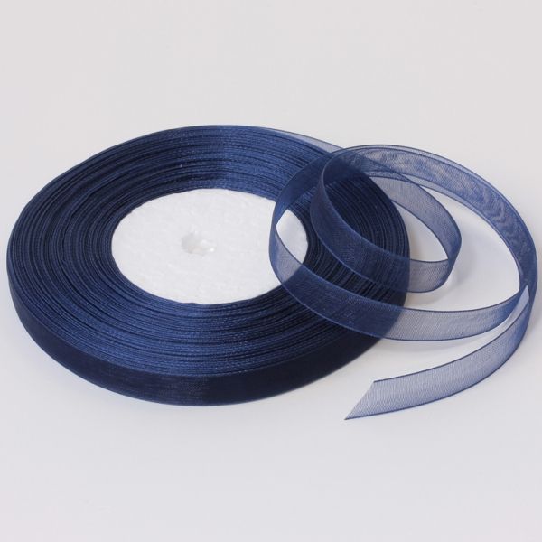 ORGANZA RIBBON 1.0cm - BLUE (DARK) 038 - 50yards(45m)