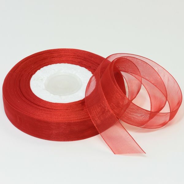 ORGANZA RIBBON 2.0cm - RED 026 - 50yards(45m)