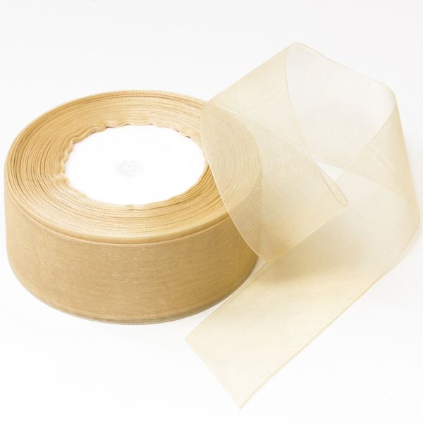 ORGANZA RIBBON 4.0cm - ECRU (DARK) 060 - PACKAGE 4х50yards(45m)