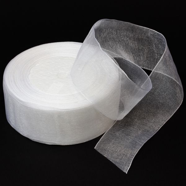 ORGANZA RIBBON 4.0cm - WHITE 001 - 50yards(45m)