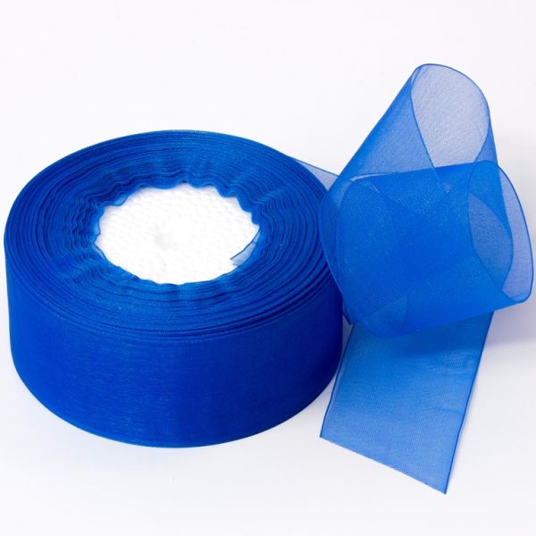 ORGANZA RIBBON 4.0cm - BLUE 040 - 50yards(45m)
