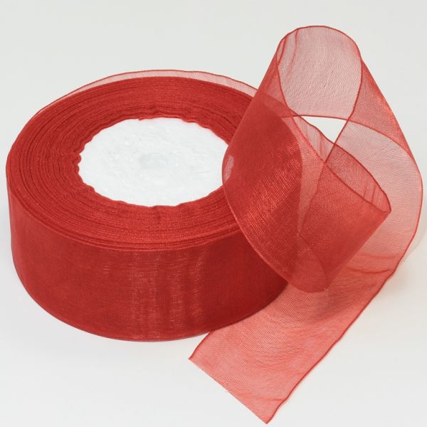 ORGANZA RIBBON 4.0cm - RED 026 - 50yards(45m)