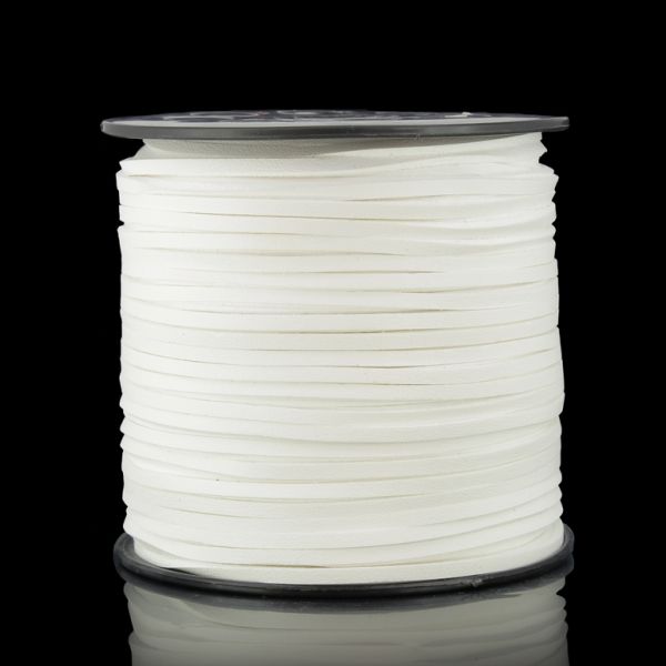 SUEDE FAUX CORD - LEATHER COATED - 3mm - WHITE 1017 - 100yards (91m)