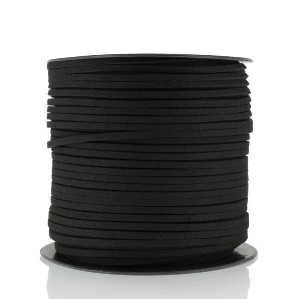 SUEDE FAUX CORD - 3mm - BLACK - 100yards(91m)