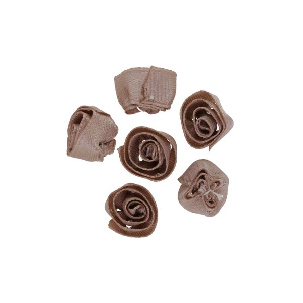 ТЕКСТИЛНИ МЪНИСТА - САТЕН - РОЗА 02 - 14мм ПЕПЕЛ ОТ РОЗИ Т. - ОТТЕНЪК КАФЯВ - 50 бр.