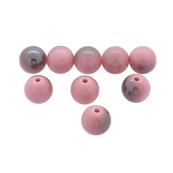 PLASTIC BEADS - HIGH GLOSS - BALL - 14mm PINK ВА05 - 500 g Hole-2.5mm (340 pcs.)
