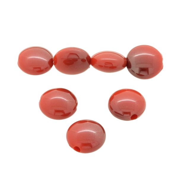 ACRYLIC BEADS - HIGH GLOSS - FLAT ROUND - 17х10mm ORANGE (DARK) ВА48 - 500 g Hole-3.0mm (270 pcs.)