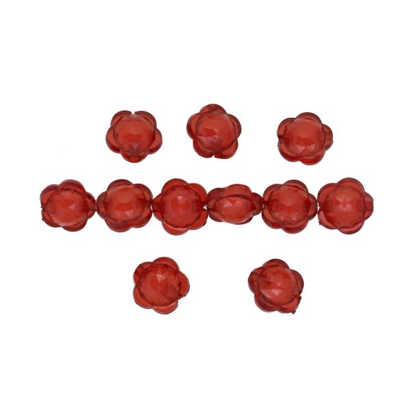 ACRYLIC BEADS BEAD IN BEAD - FLOWERS 10 - 12x8mm RED - PACKAGE 500g Hole-2.3mm (1020pcs.)