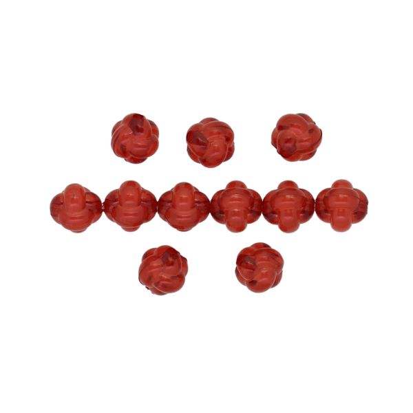 ACRYLIC BEADS BEAD IN BEAD - KNOT - 11x12mm RED - 50g Hole-2.3mm (81pcs.)