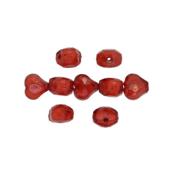 ACRYLIC BEADS BEAD IN BEAD - HEART 10 FACETED - 13x14x9mm RED - 50g Hole-2.5mm (54pcs.)