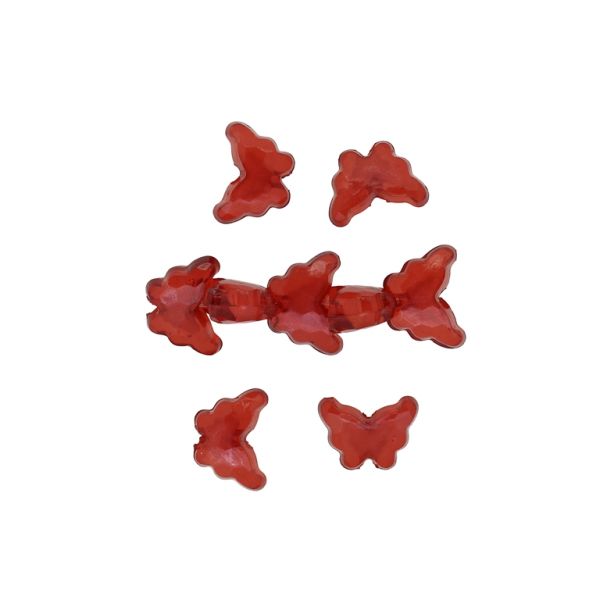 ACRYLIC BEADS BEAD IN BEAD - BUTTERFLY 06 FACETED - 11x15x6.5mm RED - 50g Hole-2.5mm (90pcs.)