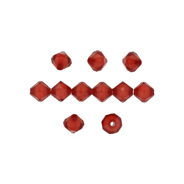 ACRYLIC BEADS BEAD IN BEAD - BICONES 02 - 10x10mm RED - 50g Hole-2.3mm (131pcs.)