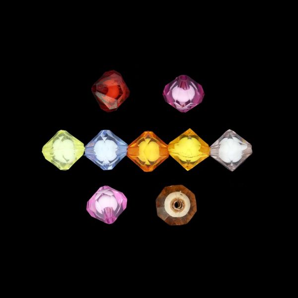 ACRYLIC BEADS BEAD IN BEAD - BICONES 02 - 12x12mm MIX - 50g Hole-2.3mm (72pcs.)