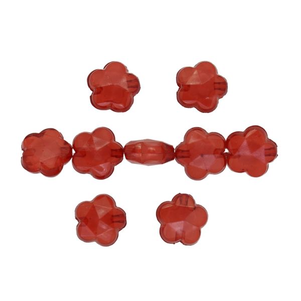 ACRYLIC BEADS BEAD IN BEAD - FLOWERS 12 FACETED - 15.5x8mm RED - 50g Hole-2.5mm (48pcs.)