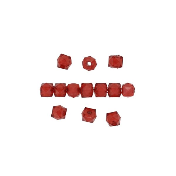 ACRYLIC BEADS BEAD IN BEAD - CUBE FACETED - 7x8mm RED - 50g Hole-2.3mm (228pcs.)