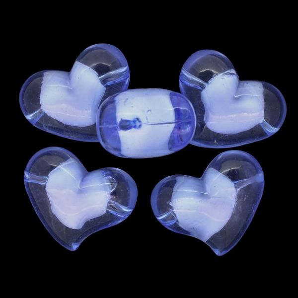 ACRYLIC BEADS BEAD IN BEAD - HEART 11 - 35x28x20mm BLUE (LIGHT) - 50g Hole-3.8mm (4pcs.)
