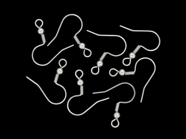 METAL ELEMENTS - EARRING FINDINGS - WIRE HOOK - STEEL 304 - 18x19x3mm NICKEL COLOR - 20pcs. Hole-2.2mm