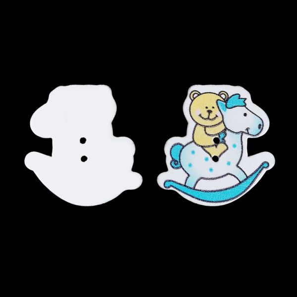 ДЪРВЕНИ ФИГУРКИ - ТИП КОПЧЕ - БЕБЕШКИ - МЕЧЕ ВЪРХУ ЛЮЛЕЕЩО КОНЧЕ 01 - 32х33х2мм МИКС - 10 бр. Отвор-2х2.0мм