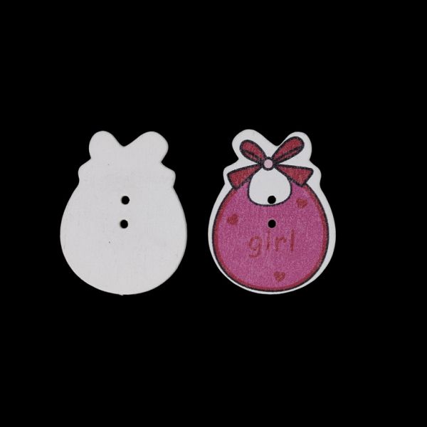 ДЪРВЕНИ ФИГУРКИ - ТИП КОПЧЕ - БЕБЕШКИ - ЛИГАВНИК ЗА МОМИЧЕ 01 - 27х35х2мм МИКС - 10 бр. Отвор-2х2.0мм