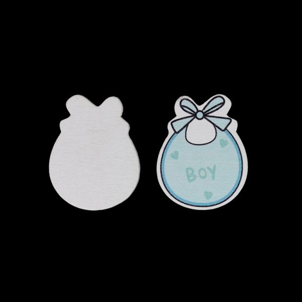 ДЪРВЕНИ ФИГУРКИ - ЗА ЗАЛЕПВАНЕ - БЕБЕШКИ - ЛИГАВНИК ЗА МОМЧЕ 01 - 27х35х2мм СИНЬО СВ. - 10 бр.