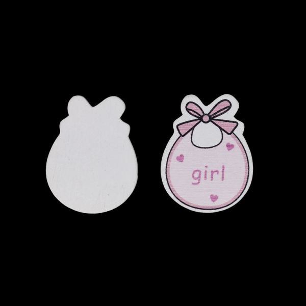 ДЪРВЕНИ ФИГУРКИ - ЗА ЗАЛЕПВАНЕ - БЕБЕШКИ - ЛИГАВНИК ЗА МОМИЧЕ 01 - 27х35х2мм РОЗОВО - ПАКЕТ 100 бр.