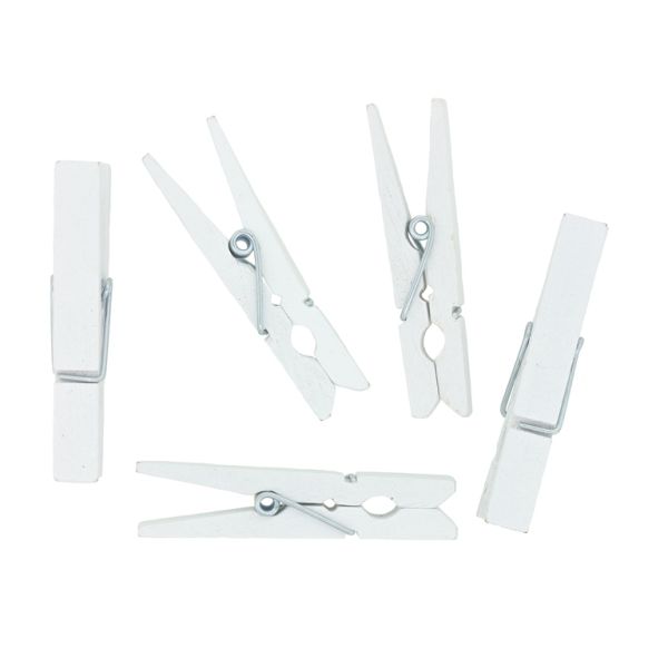 WOODEN FIGURES - CLOTHESPIN - 48x10x7mm - WHITE - PACKAGE 150pcs.