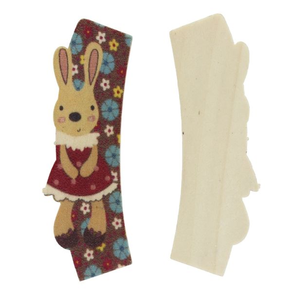 WOODEN BEADS FOR ADHESION - BUNNY 06 - 68x23x3mm - BORDEAUX - 50 pcs.